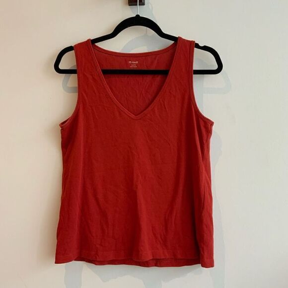 Madewell Tops - Madewell Boxy Slub Red V Neck Tank - Small